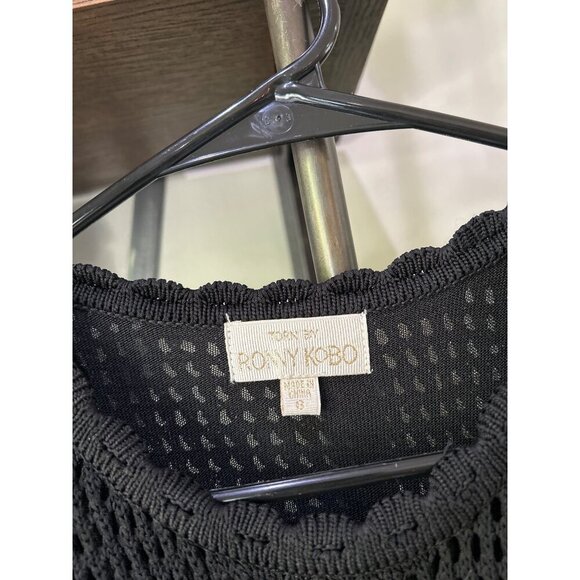 TORN BY RONNY KOBO Ryan Knit Fringe Midi Dress Black Womens Size Small - Picture 7 of 13